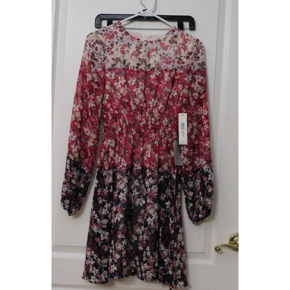 Eliza J Smocked Floral Long Sleeve Dress - Size 2 NWT